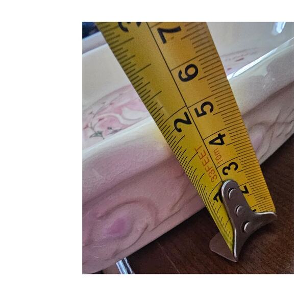 "Love Warms The Heart " Heart shaped ceramic dish, doves and flowers. - Picture 4 of 5